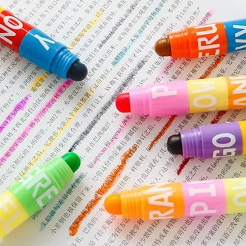 Cute 6 In 1 Oil Painting Stick Professional Kids Splicing Block Graffiti Drawing Wax Caryon Colored Pencils Art School Supplies color pencils oil painting sticks
