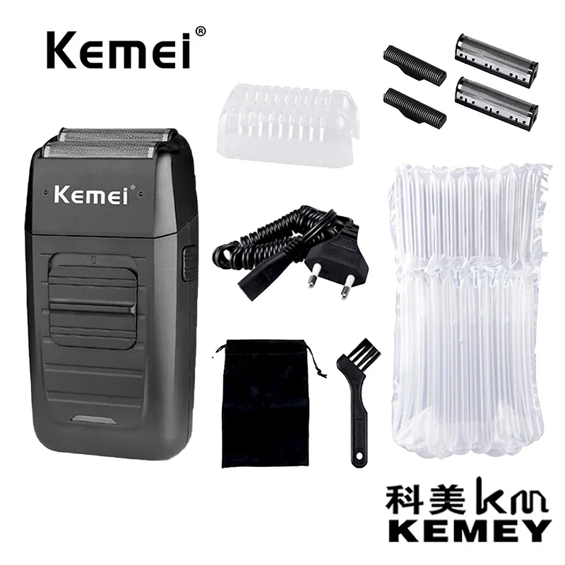 Kemei KM-1102 Barbeador Sem Fio Recarregável Para Homens lâmina gêmea recíproca barba navalha cuidados com o rosto multifunciona 6