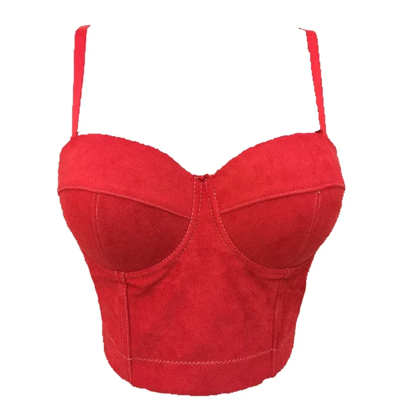 Fashion Faux Suede Boho Hippie Corset Bralet Women's Bustier Bra Night Club Party Cropped Top women lingerie bra women tank tops women tube tops