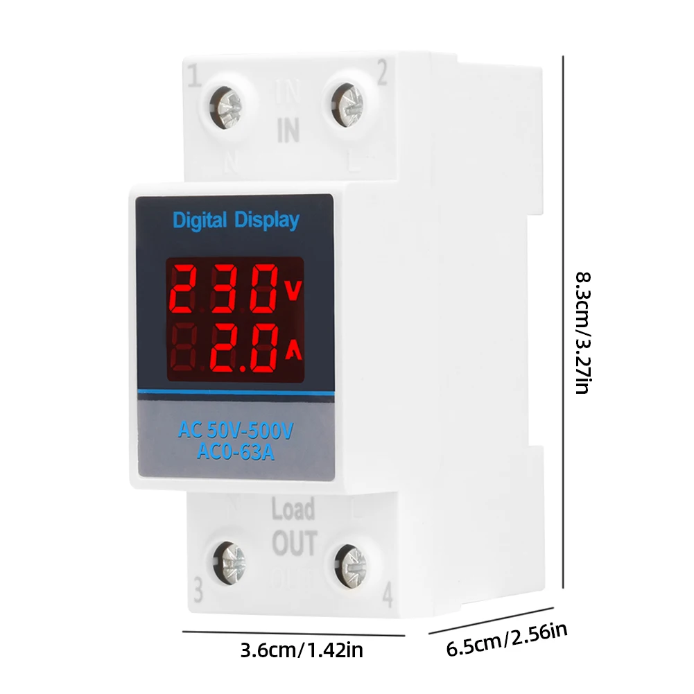 AC50-500V 볼트 암페어 게이지 미터 DIN 레일 전압 테스트 모니터 단상 전압 전류 테스터 220V 전압 전류 측정용