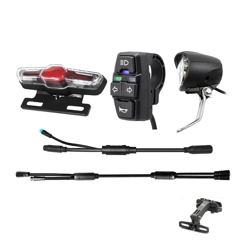 

Electric Bike Headlight And Rear Light Set Waterproof DK336 Turn Horn Switch For 8Pin 9Pin Controller Easy Install Easy To Use