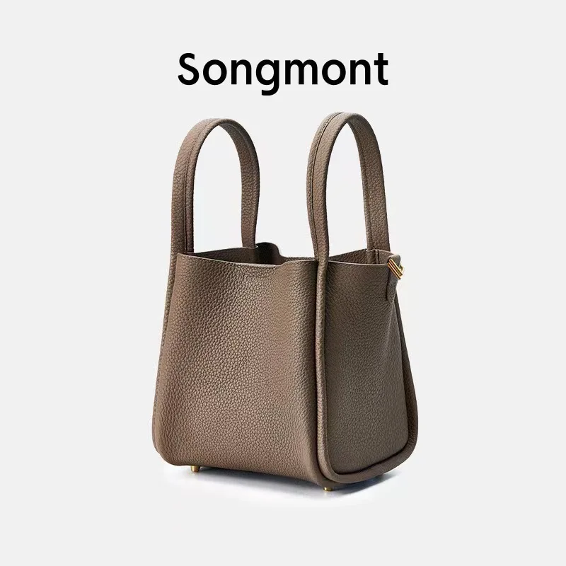 Songmont-Sac à bandoulière alertes onale en cuir véritable pour femme, panier à légumes, sac à main de grande capacité, marque de luxe, initié unique