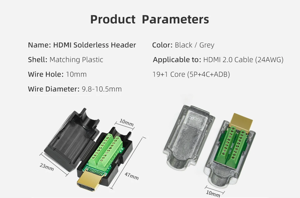 HDMI 2.0 Lötfreier Stecker DIY 4K HDMI-Kabel-Reparaturkopf Lötfreier Stecker Unterstützt 4K 60Hz – Detail 2