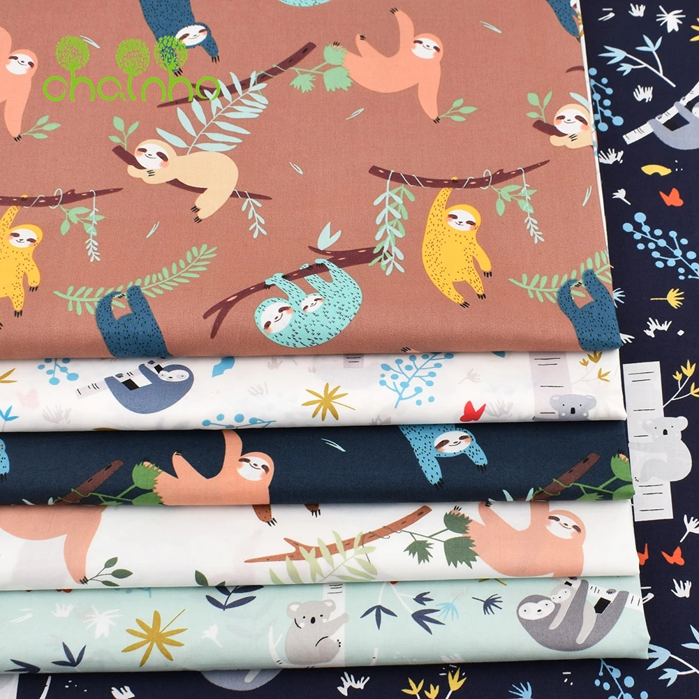 Chainho,Printed Plain Weave Poplin Cotton Fabric,DIY Sewing Quilting Material,Patchwork Cloth,Cartoon Series,3 Sizes,15PC22