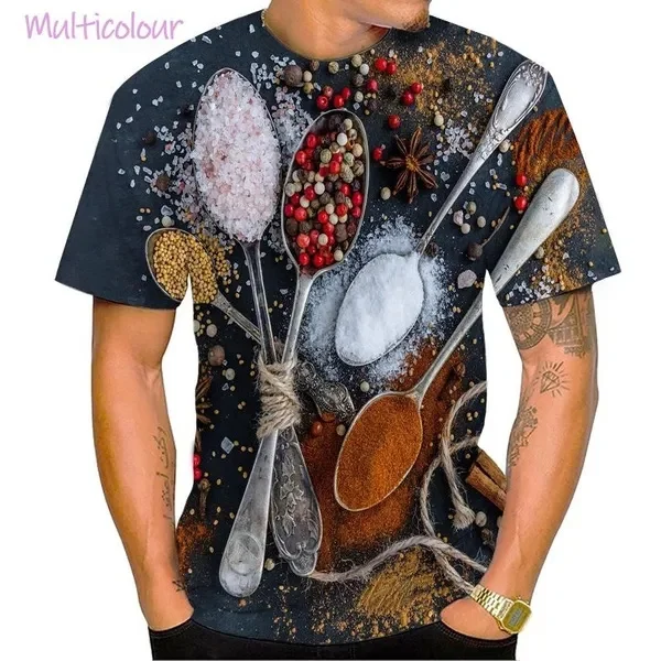 

Summer Kitchen Flavouring Personalized 3d T Shirt Fashion Round Neck Short-sleeved Top Casual Street Harajuku Graphs Tee Shirt