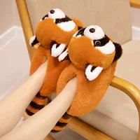 Cute Red Panda Fox Shoes Women Men Winter Slippers Warm Plush Soft Sole Girls Indoor Home Floor Slipper Women Cartoon Footwear - Image 5