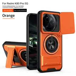 Ultimate Magnetic Armor Case with Foldable Holder and Camera Protection for Poco F7 Ultra (SJia - Orange)