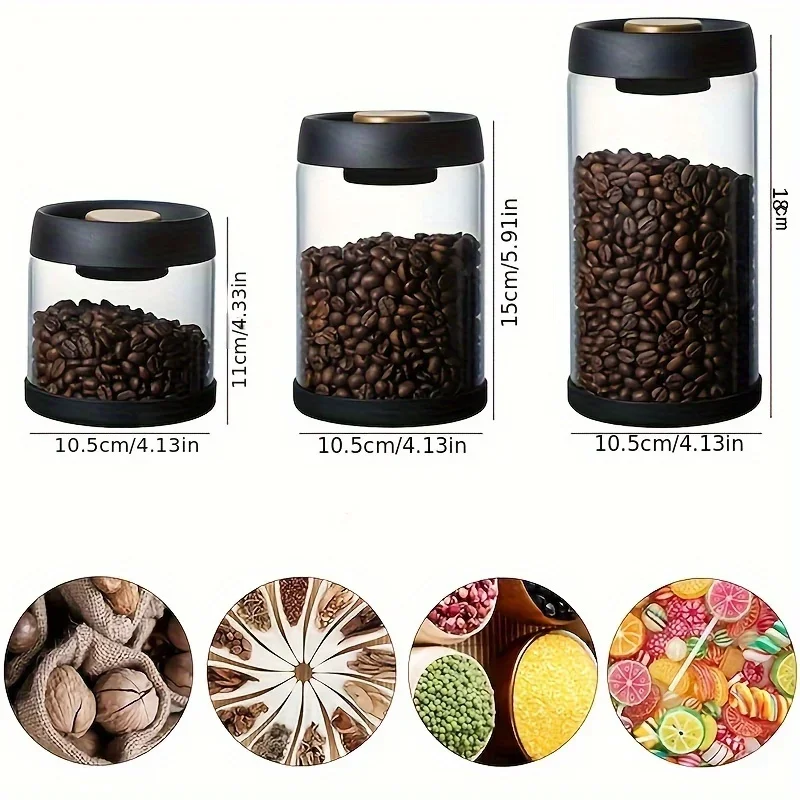 Coffee Beans Vacuum Sealed Jug Protect From Light Container Glass Airtight Canister Food Grains Candy Moisture-proof Storage Jar