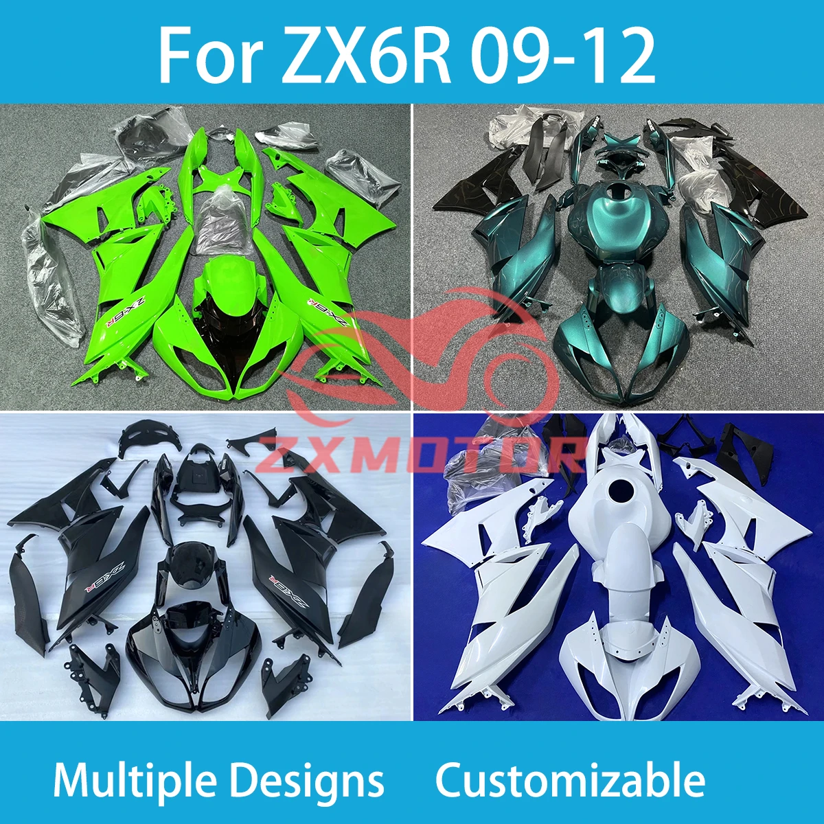 

ZX6R 09 10 11 12 крутой обтекатель комплект для KAWASAKI ZX 6R 636 2009 2010 2011 2012 Вторичный рынок КУЗОВ Полный обтекатель ABS капот