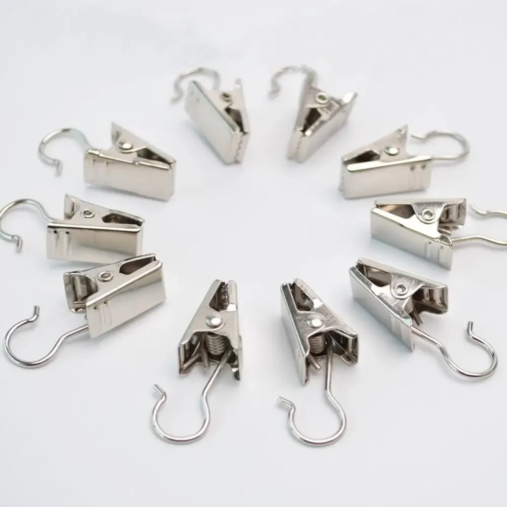 10/20PCS Window Curtain Hook Clips Solid Iron Drapery Hook