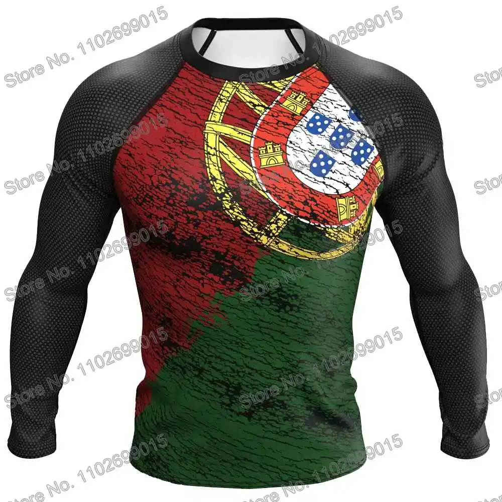 Portugal Surfing Diving T-Shirt Tight Long Sleeve Rash Guard Swimwear Men UV Protection Surf Clothing Beach Floatsuit Women Tops