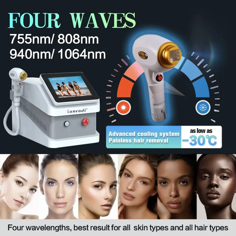 Portable Diode Laser Hair Removal Professional Machine Permanent Ice Titanium Device 808nm Seamless epilator for women 4