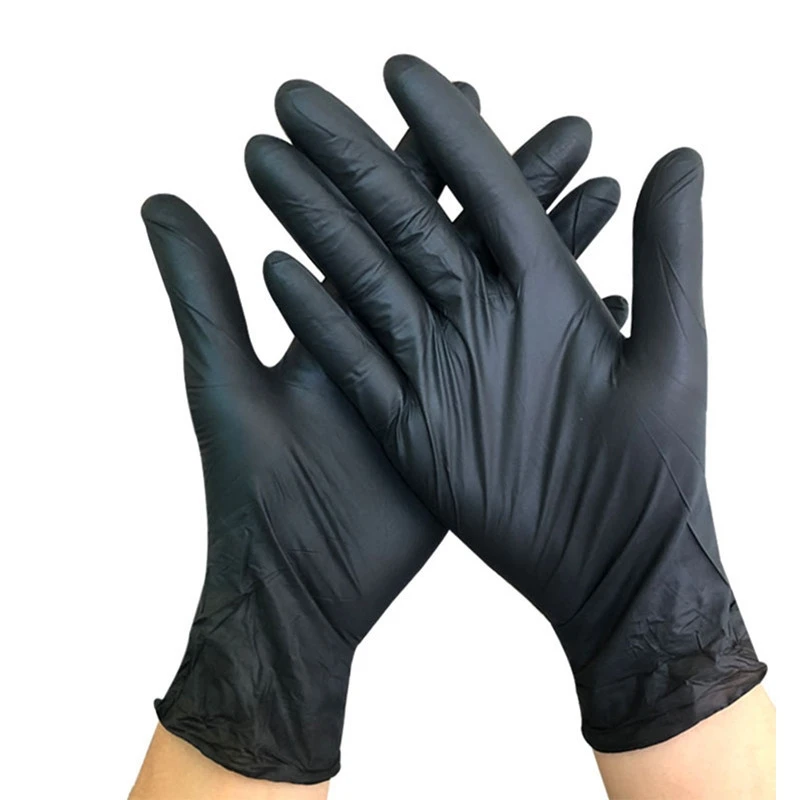 Black Nitrile Disposable Gloves Latex Free Home Cleaning Gloves Textured Mechanic Tattoo Hair Dye Beauty 20/50/100Count