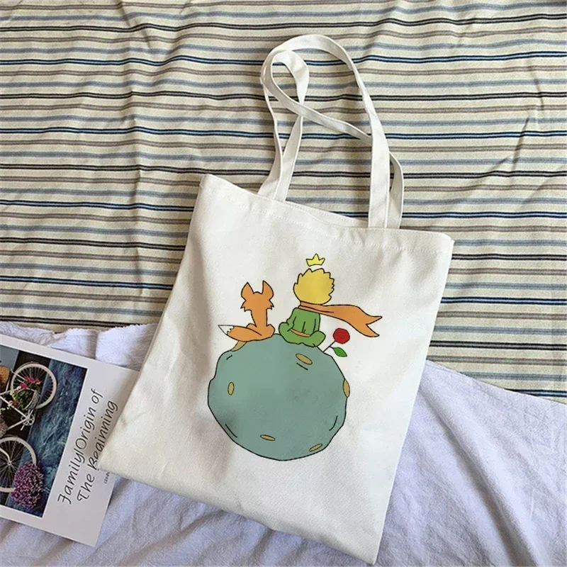

Женская ежедневная Сумка с рисунком Маленького принца, модная мультяшная Холщовая Сумка-тоут, многоразовая сумка для покупок