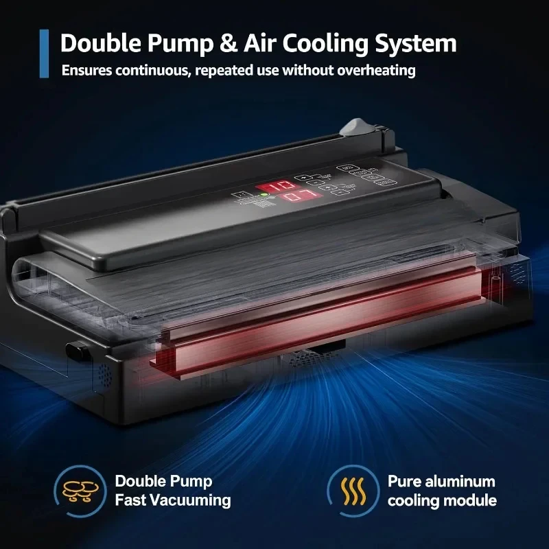 Precision Vacuum Sealer Machine Commercial Double Pump Food Sealer with Built-in Auto Cooling System