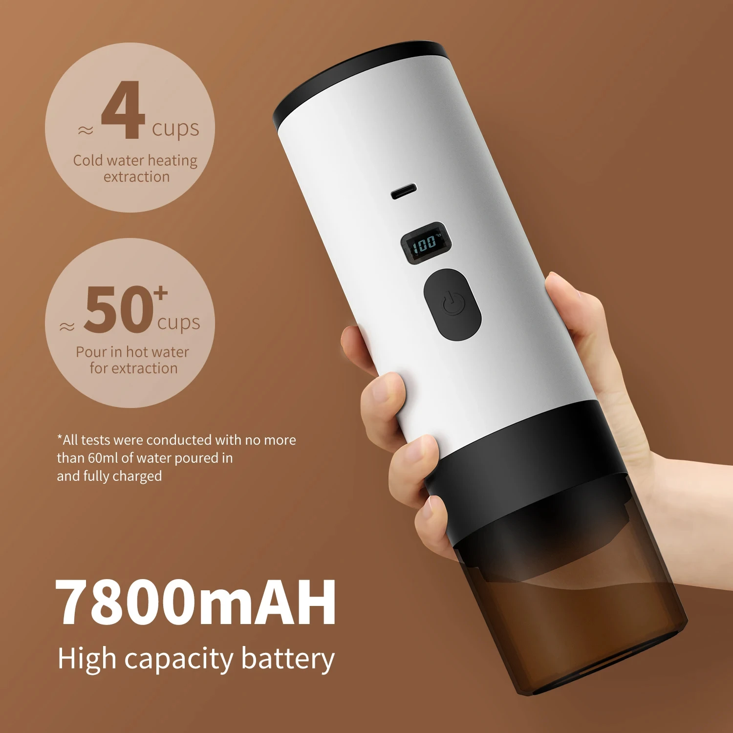 Portable Wireless Charging Coffee Machine 15BAR Multi-function 3 in 1 Fully Automatic Heating Overflow Capsule Coffee Machine