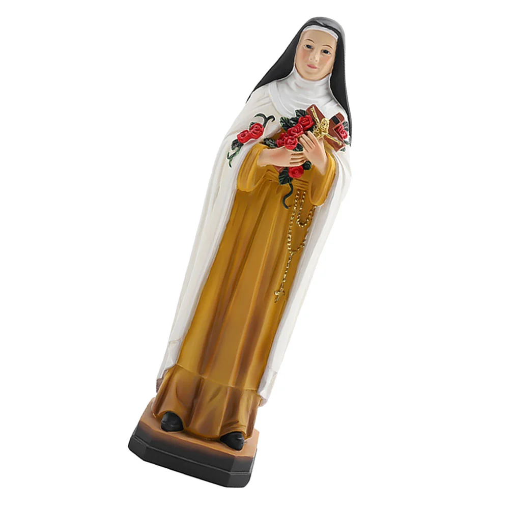 

Bouquet Nun Ornaments St Therese Resin Crafts Virgin Holding Flowers Statue Decorations