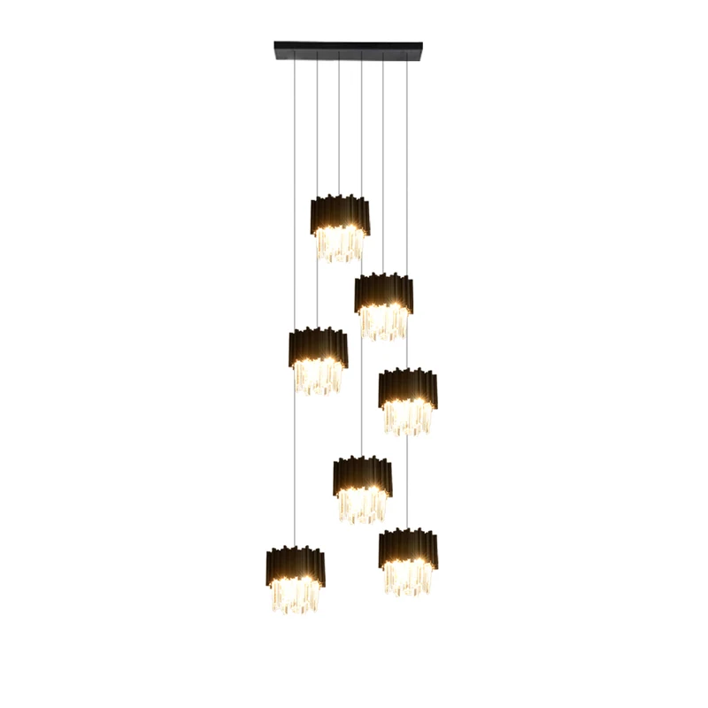 

Home Deco 2023 New Trend LED Black Crystal Dimmable Hanging Lamps Pendant Light Suspension Luminaire Lampen For Dinning Room