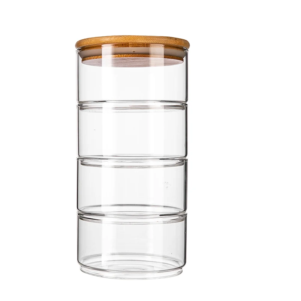 

Stackable Glass Jars With Lid Storage Bowl Fruit Salad Bowls For Family Kitchen Storage Jar