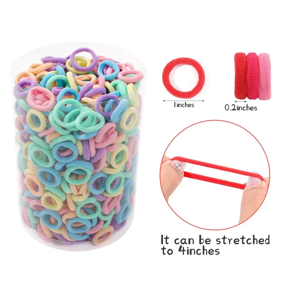 200PCS Kisded lányok Színes Nylon Alkalmazkodó m haja zenekarok Lófark Elfér kicsi haja Talpfa Radírgumi zenekarok scrunchie haja kiegészítők ajándékok