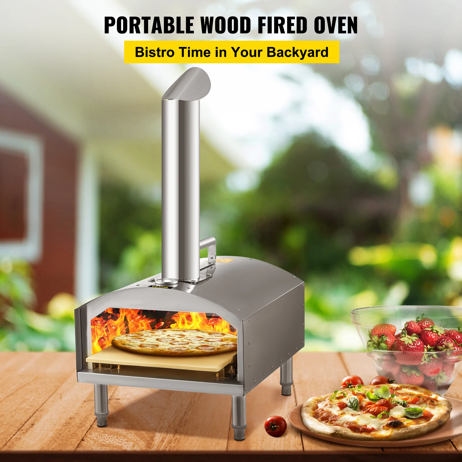 VEVOR Wood Fired Oven 12 Portable Outdoor Pizza Oven with Foldable Legs  Stainless Steel Pizza Outside Garden Courtyard Cooking - AliExpress