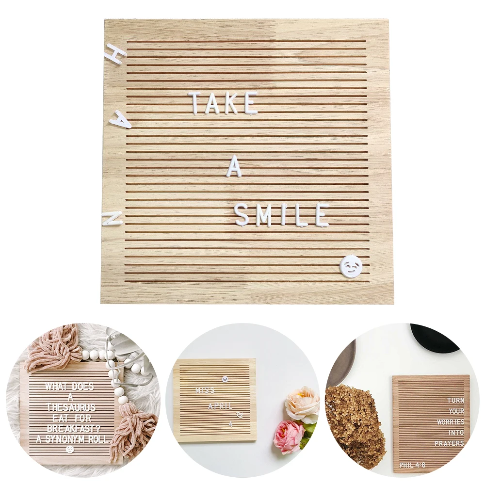 25*25cm Oak Felt Letter Board Wooden Photo Frame With 330 Letter ...