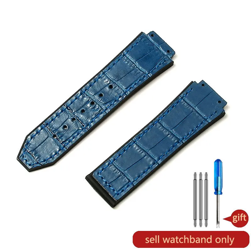 Hublot Yubo Watch Classic Fusion Series Leather Silicone Watchband with Tool, 19mm, Convex Interface