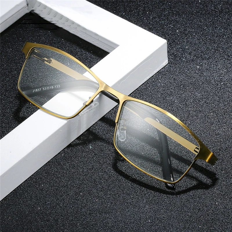 Shatar Neue Lesebrille Für Männer Business Halb Rahmen Metall Rahmen Blau Licht Proof Modische Super Licht Presbyopie Brille