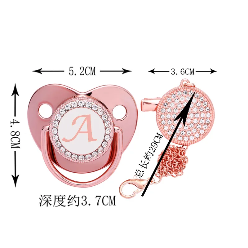 Newborn Baby Pacifier Clips Chain Rose Gold Bling Silicone Infant Pacifier Holder Baby Soother Nipple Dummy Shower Gifts pacifier clip chain accessories baby silicone accessories