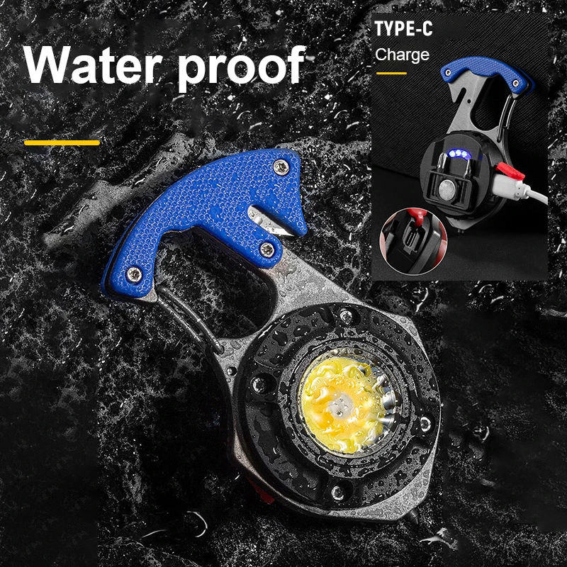 Multi-function COB LED Flashlight Outdoor USB Keychain Light Hook Strong Magnet Screwdriver Hammer Emergency Lamp Work Lamp