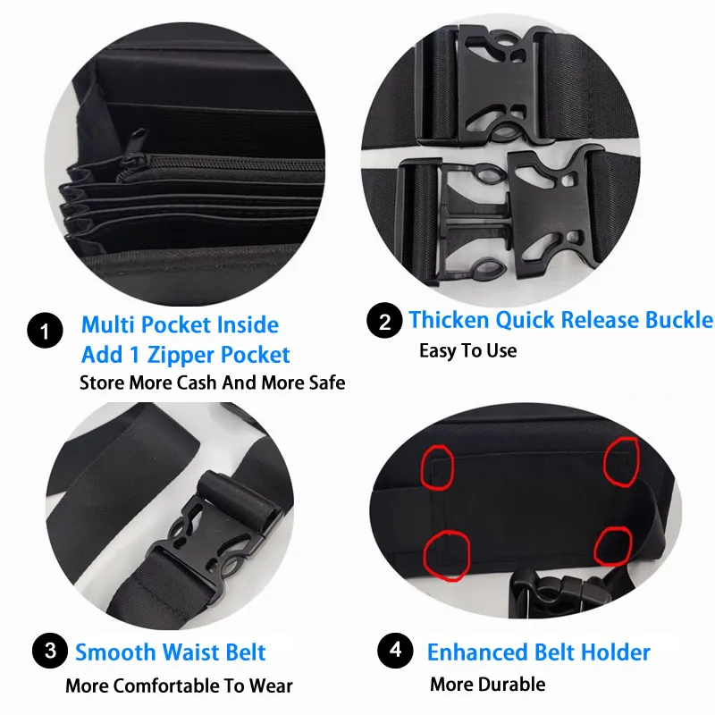 Coin Holder Multi Pocket Waist Bag Euro Coin Holder Portable Coin Storage Money Box Wallet Purse For Waiter Driver Cash Money Phone Safe