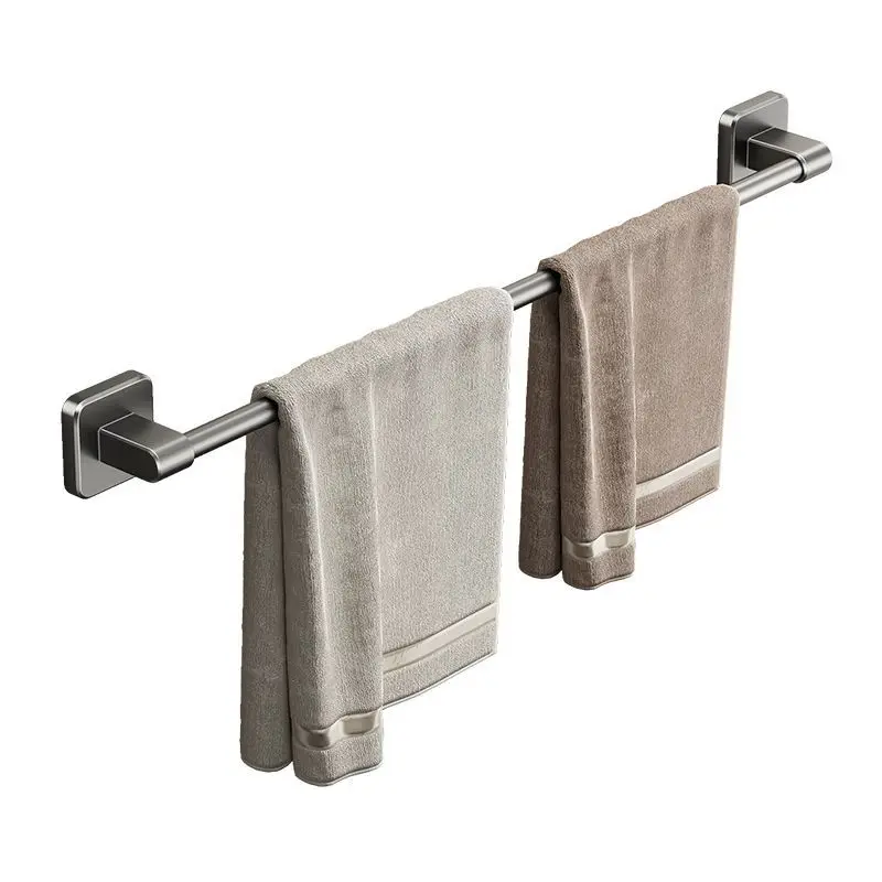 Bathroom Towel Holder Wall Mount Without Drilling Single Towel Bar Self Adhesive Bathroom Storage Rack Rail