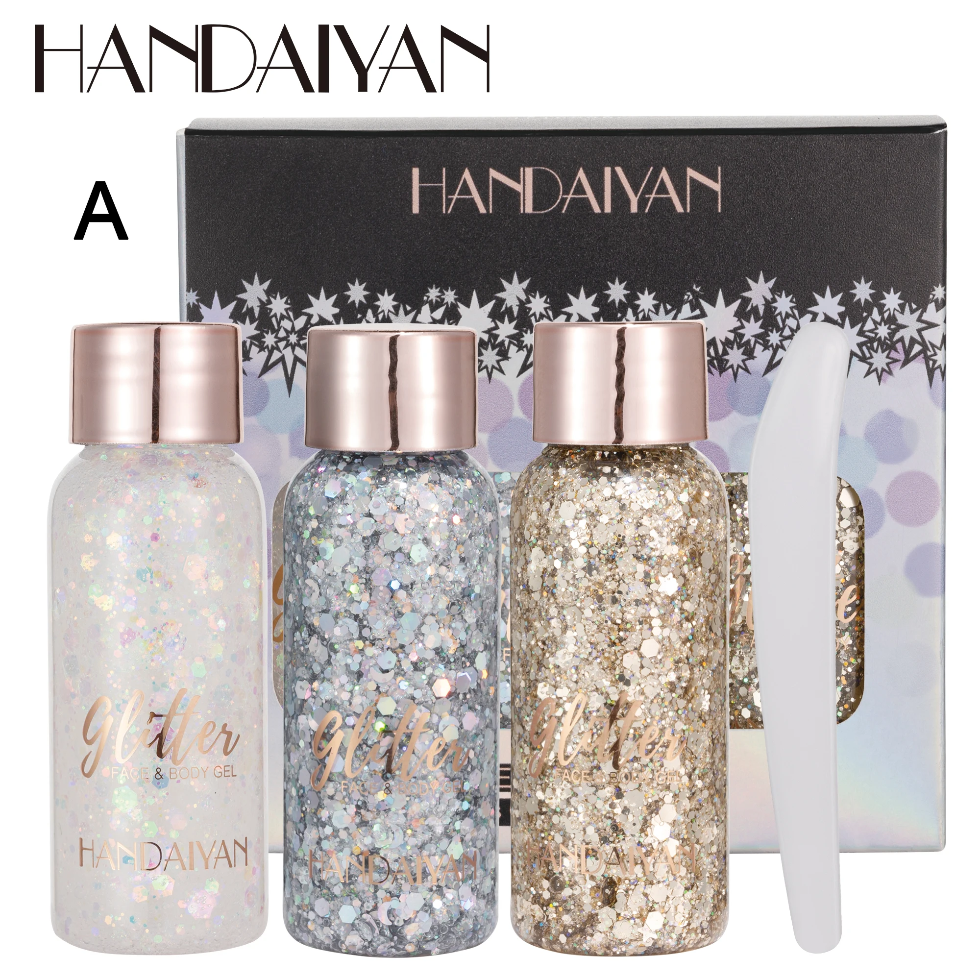 Body Glitter Gel HANDAIYAN 3 colors set gel glittering mermaid face and body glitter stage performance festival glitter gel female