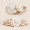 Popular Beautiful Spring Rose Blossoms Pink Purple Green Blue Handmade Nylon Headband for Girls Daily Matching with Party 2pcs 2