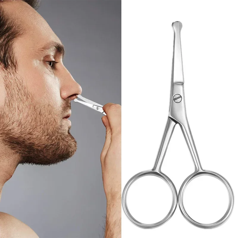 Facial Hair Scissors Rounded Pro Stainless Steel Mustache Nose Hair Beard Eyebrows Eyelashes Trimming Multifunctional Clippers nose hair scissors,eyebrow scissors,stainless steel scissors,facial hair scissors
