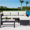 3 Piece Patio Furniture Sets, All-Weather PE Wicker Outdoor Sofa Couch Sectional Set, Small Conversation Set for Garden/Patio 1