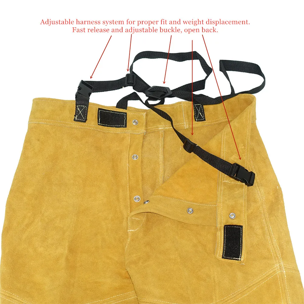 Cowhide Leather Welding Pants Flame Heat Spark Abrasion Resistant