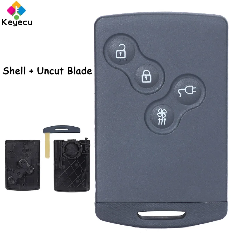 

KEYECU Smart Card Remote Car Key Shell Case With 4 Buttons Fob for Renault Zoe Megane III Fluence Laguna III Scenic 2009-2015