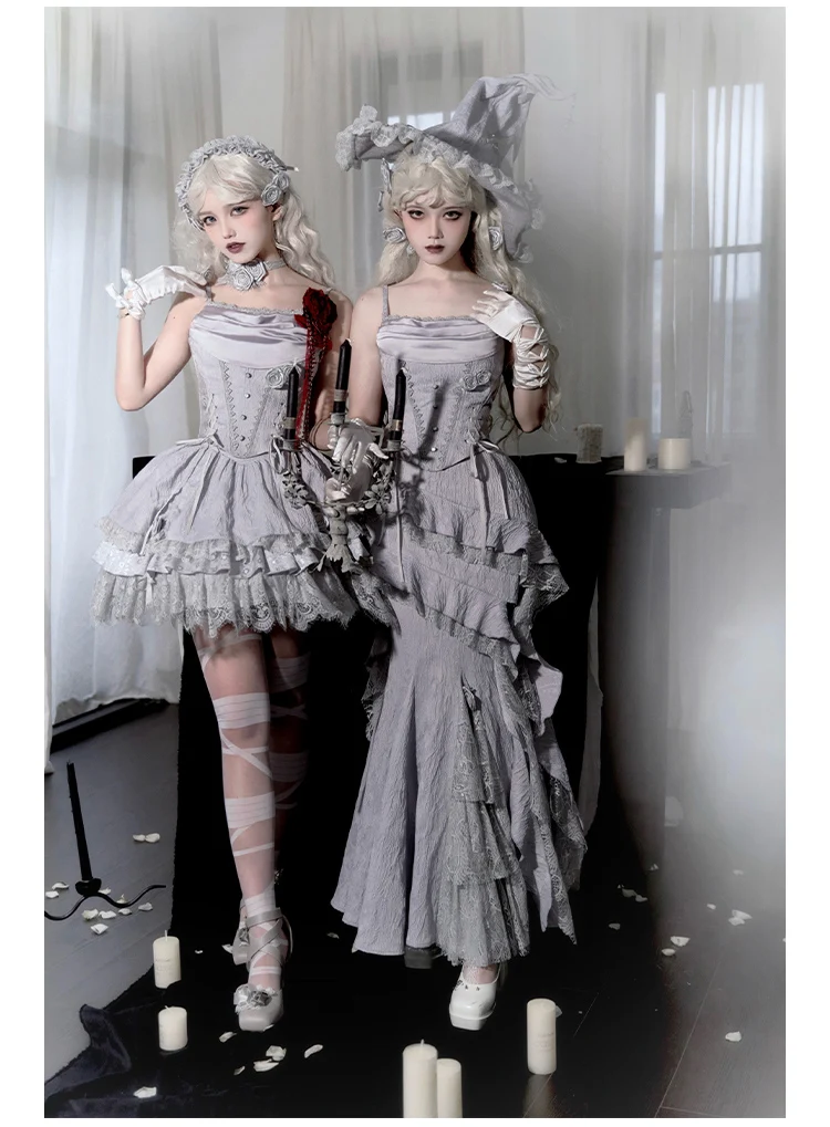 Women's Gothic Camisole Fishtail Skirt Set