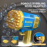 One Pack Of Children's 40 Holes Rocket Launcher Handheld Portable Electric Automatic Bubble Gun LED Light For Boys And Girls