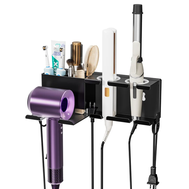 ที่วางไดร์เป่าผมติดผนัง ประหยัดพื้นที่ สำหรับจัดเก็บไดร์เป่าผมและเครื่องหนีบผมในห้องน้ำ 6