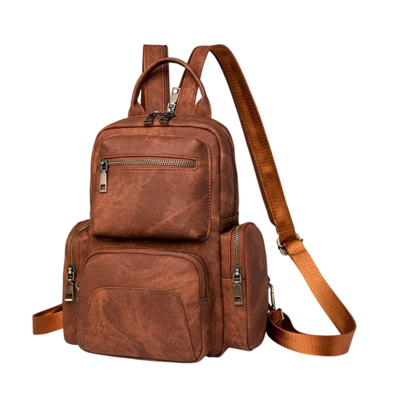 Student School Backpack Women PU Leather Backpack Hiking Backpack Shoulder Bag E74B