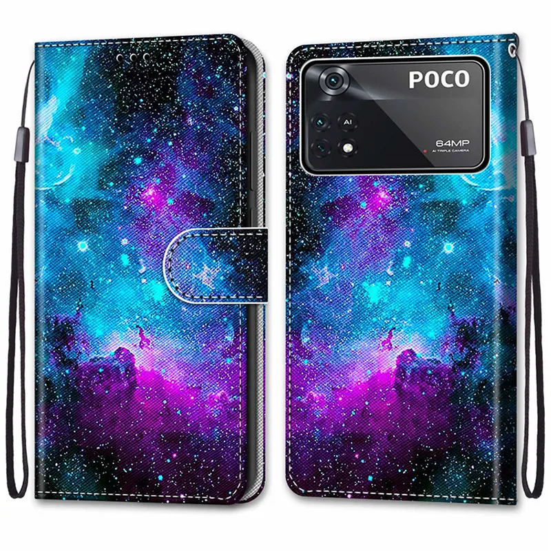 Leather Magnetic Case For Xiaomi Poco X4 Pro Mi X3 NFC F3 M3 M4 Pro 5G/4G X3Pro X4Pro Phone Cover Flip Wallet Painted Funda Etui