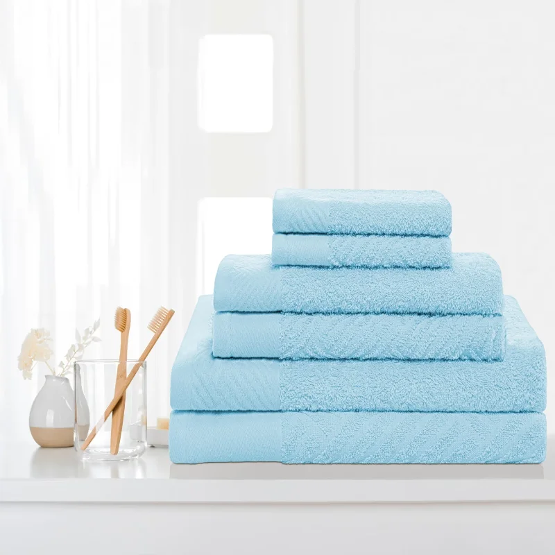 

Superior Egyptian Cotton Two Pattern and Solid 6-Piece Towel Set bathroom accessories