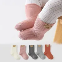 Cute Bear Baby Socks Leg Warm Autumn Toddler Long Socks Pure Color Soft Cotton Infant Sock Newborn First Walkers Footwear 아기양말 2
