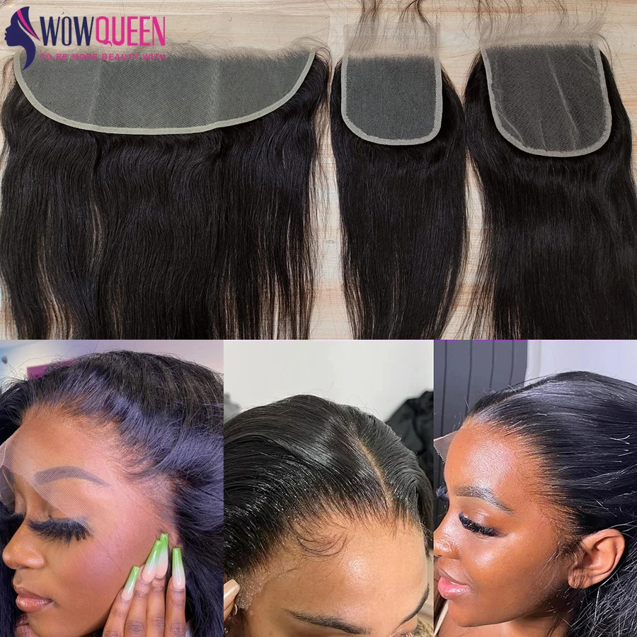 Straight 4x4 5x5 6x6 Lace Closure 2x6 Human Hair Transparent 13x4 13x6 Lace Frontal 100% Human Hair Remy Ear to Ear Full Frontal 4