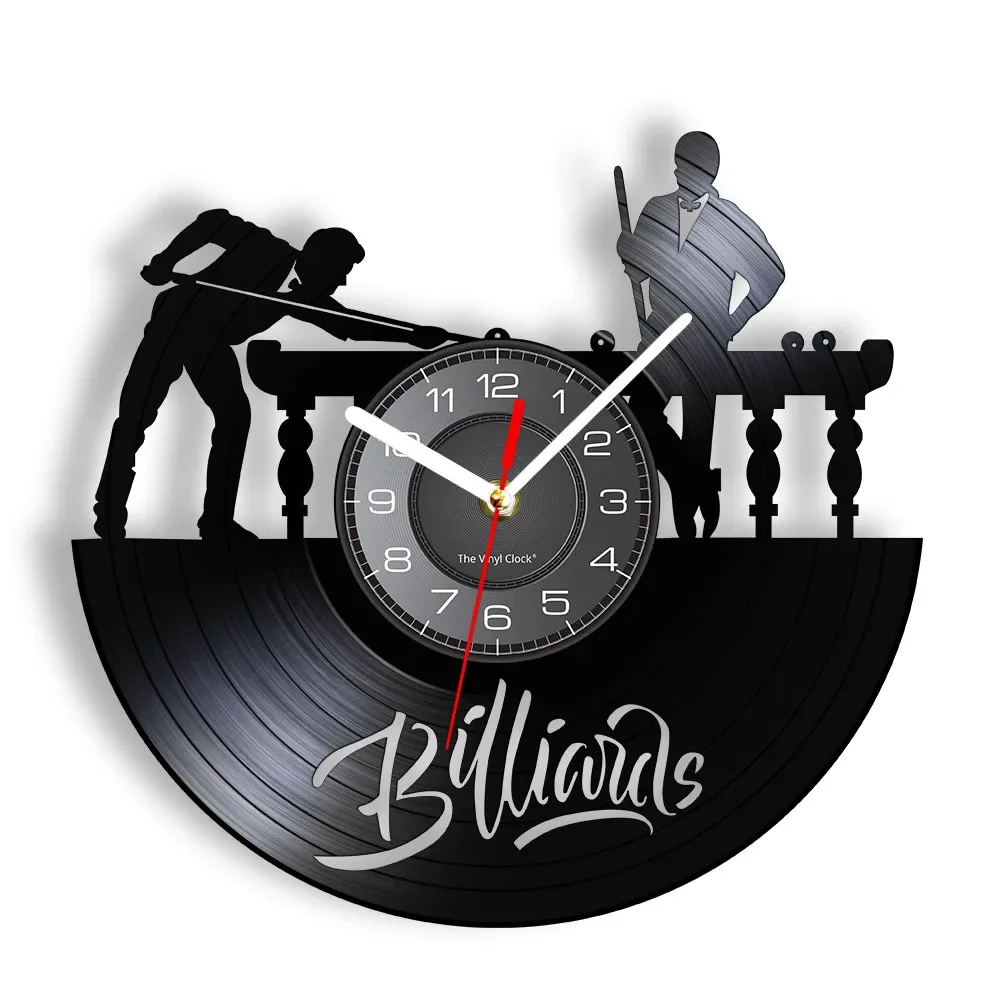 

Billiards Ball Pool Design Re-purposed Vinyl Record Wall Clock Game Room Decor Snooker Vintage Album Home Decor Clock Wall Watch