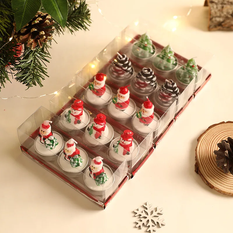 3pcs Christmas Candles Santa Claus Snowmen Tin Cans Candle Christmas Decorations for Home Mini Candles Navidad New Year Gifts