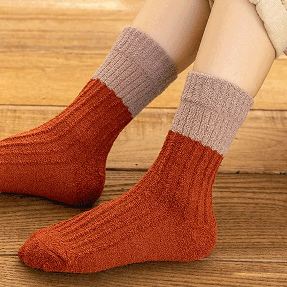 Patchwork Color Autumn Winter Home Sleeping Socks Gifts Children Mid Tube Socks Kids Socks Striped Socks Floor Socks