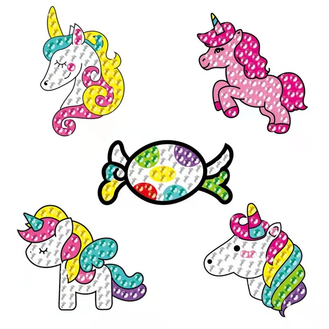 5D Diamond Painting Stickers Kits for Kids Fun DIY Unicorn and Ice-Cream  Mosaic Stickers Creative Arts Crafts Set Handmade Gifts